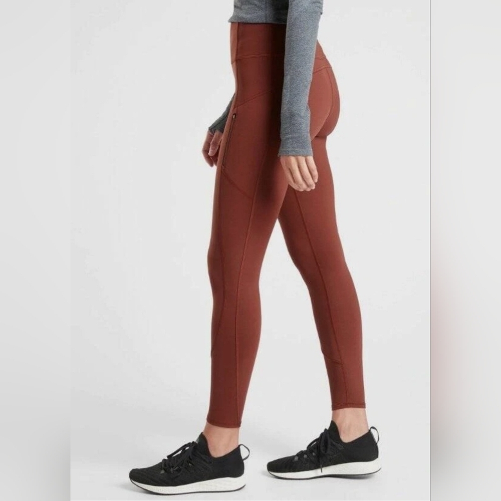 Athleta Rainier Plush Tight 1X Supersonic Dried Cinnamon Fleece Lined Leggings - Picture 6 of 11